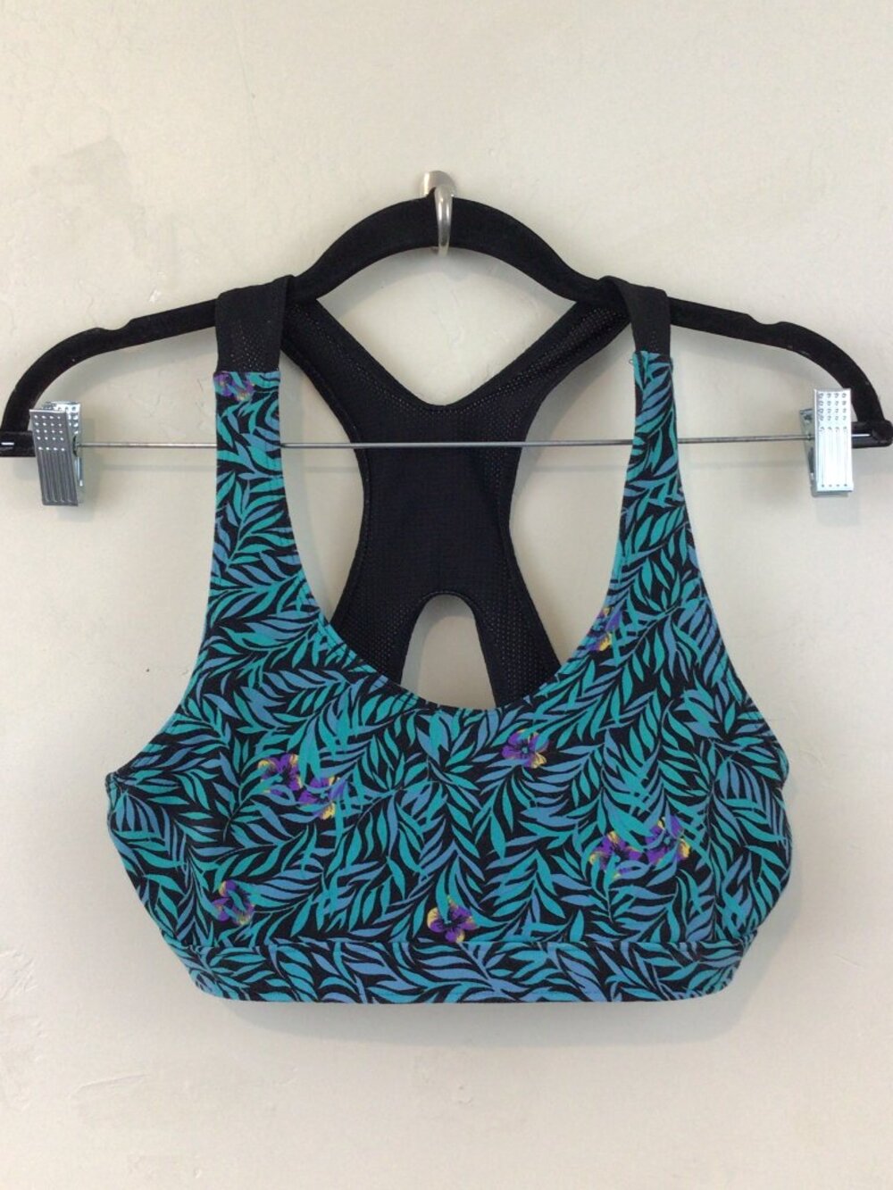 Champion Teal & Black Floral Print Sports Bra